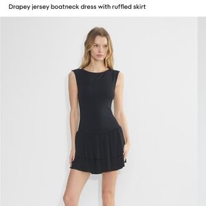 Aritzia Black Boatneck Dress with Ruffled Skirt